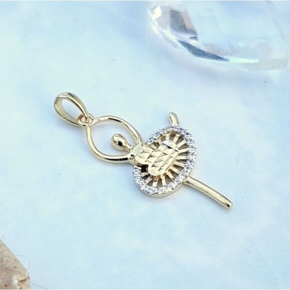 CLEARANCE 14k Gold Diamond Ballerina Dancer Pendant - Picture 8 of 10